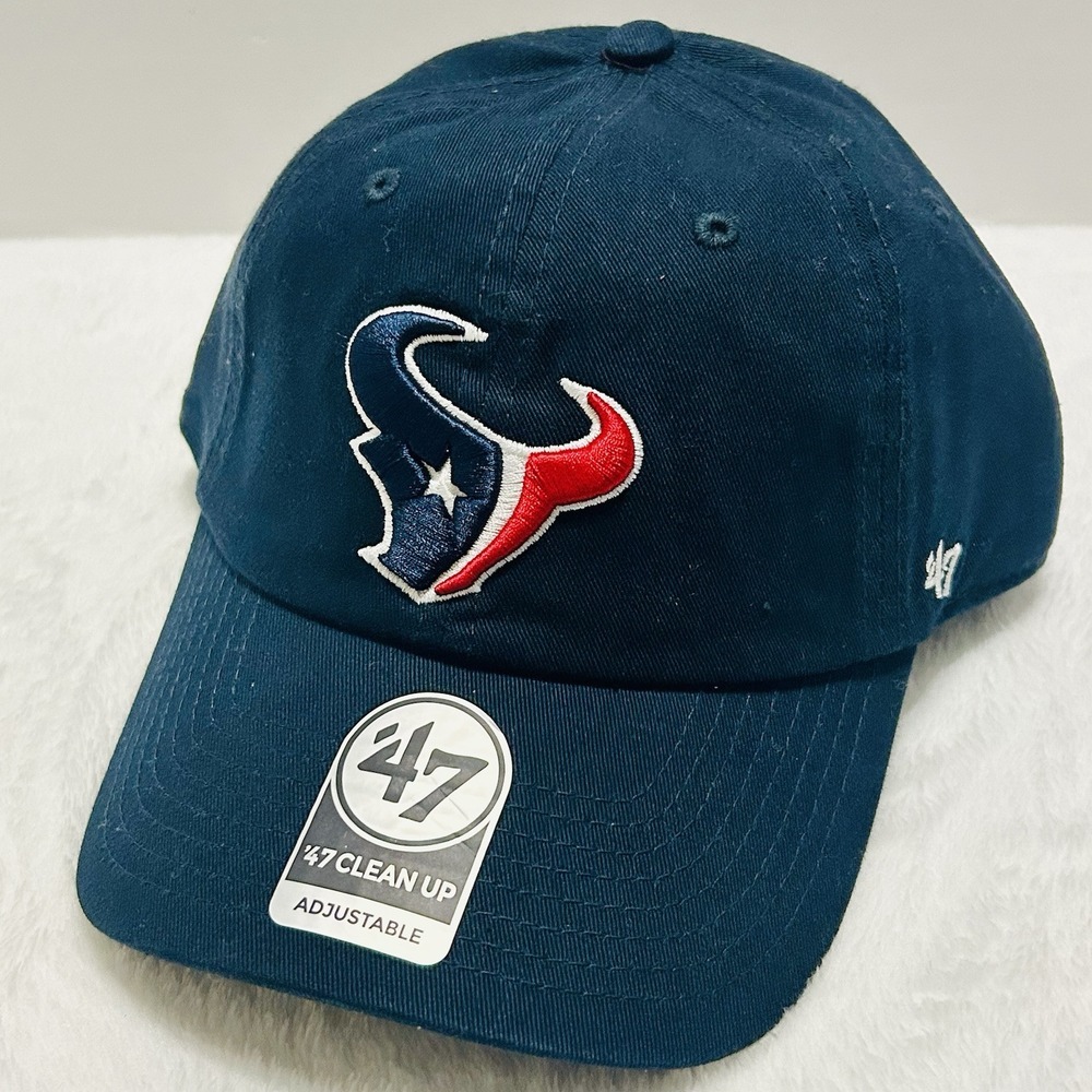 '47 Brand Houston Texans Clean Up Adjustable Hat Cap Strap Blue NFL Football